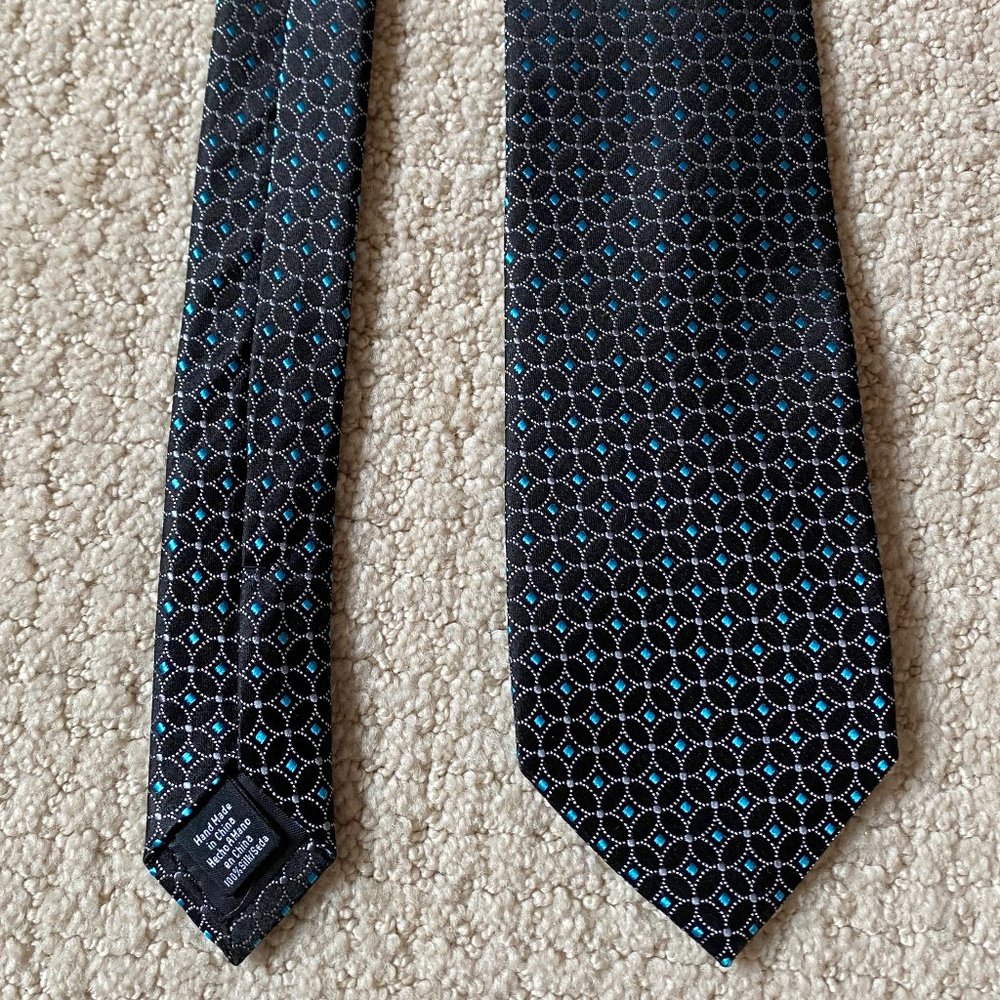 Croft & Barrow Black & Turquoise Silk Tie